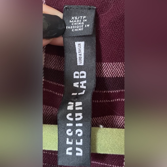 Design Lab Lord & Taylor Long Purple Plaid Jacket - Picture 3 of 4